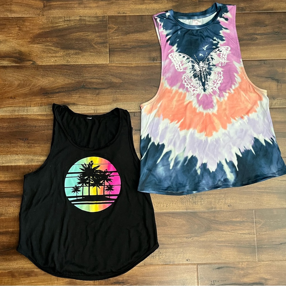 No Boundaries Tie Dye & Black Women’s Tank Tops